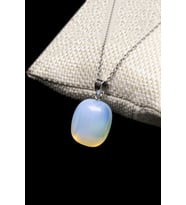 Sertifikalı Gümüş Aparatlı Doğal Opal Taşı Kolye (Çok Renkli)