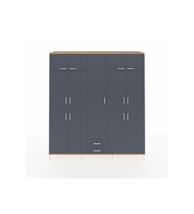 Hyperion Gardrop 10 Raflı 2 Çekmeceli 4 Askılı 220x44x243 Çam-Antrasit/Antrasit