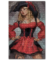 Cakapuzzle Kırmızı Kıyafetli Korsan Kız Puzzle Yapboz MDF (Ahşap) (120 Parça)