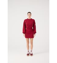 Belden Oturmalı Mini Nancy Elbise Bordo