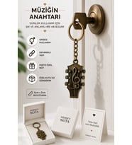 Sol Anahtarlı Gitar Kafa Anahtarlık Bronz Detaylı Metal Müzik Anahtarlığı Unisex
