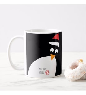Kişiye Özel Yeni Yıl Yılbaşı Hediyesi Penguen Kupa (Beyaz)