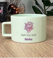 Kişiye Özel Balık Burcu İsim Yazılı Hediye Pastel Fincan Doğum Günü Hediyesi (Yeşil)