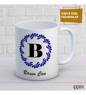Çiçek Çerçeveli İsme Özel Kupa Bardak
