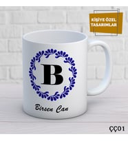 Çiçek Çerçeveli İsme Özel Kupa Bardak