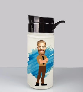 Kişiye Özel Karikatür Tasarım Özel Koruma Kılıflı Cam Matara 95935