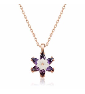 Gümüş Rose Mor Lotus Çiçeği Kolye  SL3223