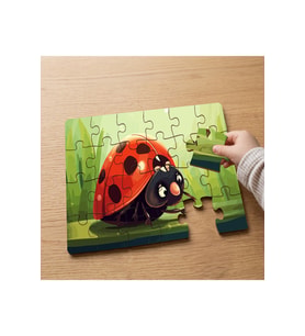 Sevimli Uğurböceği Tasarımlı 24 Parça Ahşap Çocuk Puzzle MPK0226