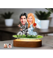 BK Gift Kişiye Özel Yeni Evli Çift  Karikatürlü Dekoratif 3D Biblo LED Işıklı Gece Lambası-4, Düğün Hediyesi, Yıl Dönümü Hediyesi