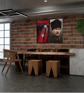 Kişiye Özel Türk Bayrağı Ve Mustafa Kemal Atatürk Tasarımlı Kanvas Tablo İkili Set 30x50 cm Yeni İş Hediyesi
