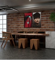 Kişiye Özel Türk Bayrağı Ve Mustafa Kemal Atatürk Tasarımlı Kanvas Tablo İkili Set 30x50 cm Yeni İş Hediyesi