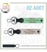 Sürücülere Özel, İsim Plaka ve B Rh (-) Kan Grubu Hediyelik x2' li Anahtarlık Set, Yeşil-Pudra-Laci (Çok Renkli)