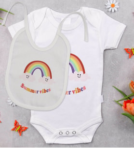 BK Kids Summer Vibes Tasarımlı Bebek Body Zıbın ve Mama Önlüğü Hediye Seti - Model 2