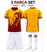 Galatasaray Arslan Baskılı Çocuk Futbol Forması Seti 3 Parça Forma+Şort+Çorap