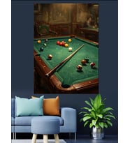 Bilardo Masası Ve Renkli Toplar Dekoratif Kanvas - Mdf Ahşap Tablo