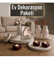 Dekoratif Obje Seti Orta Sehpa Dekoru 11 Parçalı El Yapımı Set Ay Mumluk Vazo Kalp Mumluk Dekoratif Kutu Tepsi Modern Ev Aksesuarı