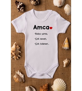Amca Baba Yarısı Baskılı Beyaz Çıtçıtlı Body Zıbın