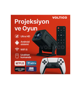Ultra HD Android Projeksiyon Cihazı, WiFi 6 ile Oyun ve Eğlence Keyfi