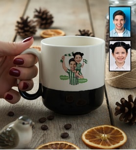 Kişiye Özel Karikatürlü Yeşil Beyaz Baba Kız Kupa Bardak Pro Babalar Günü Hediyesi