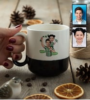 Kişiye Özel Karikatürlü Yeşil Beyaz Baba Kız Kupa Bardak Pro Babalar Günü Hediyesi
