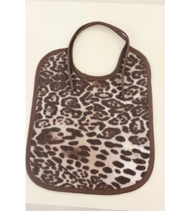 Ender Home Bebek Mama Önlüğü Baskılı Bukle Biyeli Pamuklu Havlu Bebek Önlüğü Leopar Desen-K