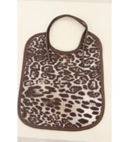 Ender Home Bebek Mama Önlüğü Baskılı Bukle Biyeli Pamuklu Havlu Bebek Önlüğü Leopar Desen-K