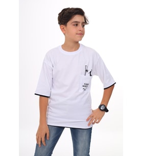Erkek Çocuk Cep Baskılı T-Shirt 9-14 Yaş Lx6967 ANGELOS GIRLS (Beyaz)