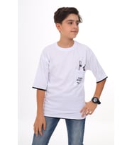 Erkek Çocuk Cep Baskılı T-Shirt 9-14 Yaş Lx6967 ANGELOS GIRLS (Beyaz)