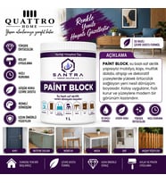 Paint Block 1 L Su Bazlı Saf Akrilik Mobilya ve Ahşap Dönüşüm Boyası – Kapı, Mutfak Dolabı, Masa ve Dekoratif Yüzey Boyası
