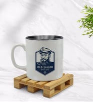 BK Gift Kişiye Özel Denizci Tasarımlı İçi Siyah Renkli Kupa Bardak Model 1