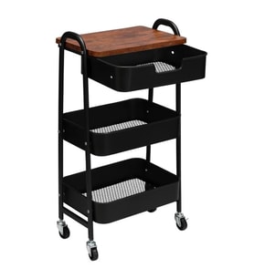 KRAF 495G TEKERLEKLİ METAL 3 KATLI ÇEKMECELİ RAF ÜNİTESİ SİYAH