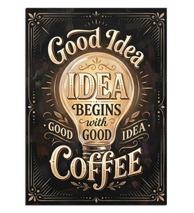 Good Idea Coffee Vintage Poster Dekoratif Kanvas - Mdf Ahşap Tablo