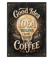 Good Idea Coffee Vintage Poster Dekoratif Kanvas - Mdf Ahşap Tablo