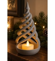 Minimalist Spiral Noel Ağacı Şeklinde LED Mum Tutucu