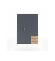 Arges Dolap 6 Raflı 3 Çekmeceli Tek Askılı 132x30x195 Aytaşı-Antrasit/Çam