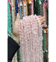 Pembe Kuvars Taşı Sekizgen Kesim Parlak 12mm Doğal Taş Dizi