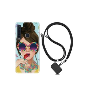 Samsung Galaxy A9 2018 Kılıf Desenli Silikon Ipli Boyun Askılı Sugar And Woman 1418