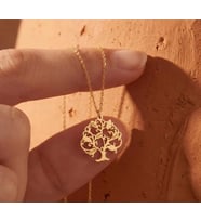 Kişiye Özel 925 Ayar Gümüş Tasarım Hayat Ağacı Model Çoklu İsim Kolye (Gold)