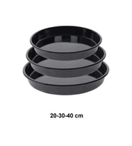 20-30-40 Cm Siyah Parlak Emaye Yuvarlak Fırın Tepsi Seti 3’lü