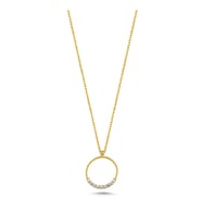 Yuvarlak Taşlı Altın Kaplama Kolye KLY19 (Gold)