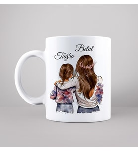 Anne & Kız Tasarımlı Kupa Kişiye Özel