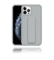 IPhone 13 Pro Max Uyumlu Mat Gri  Silikon Standlı Tutacaklı Telefon Kılıfı