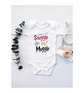 Snuggle This Muggle Uzun Kol Organik Baskı Bebek Body