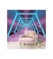 Dreamwall 3D Çizgili Neon Işık Desenli Isı Ve Ses Yalıtımlı Sağlıklı Tekstil Duvar Kağıdı