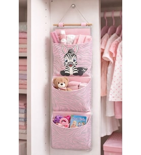 HomyJR’s Zebra Baskılı 3 Cepli Askılı Dolap İçi ve Kapı Arkası Organizer (Krem)