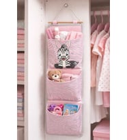 HomyJR’s Zebra Baskılı 3 Cepli Askılı Dolap İçi ve Kapı Arkası Organizer (Krem)