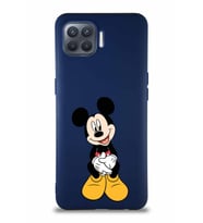 Oppo Reno 4 Lite Soft Premier Kapak Mickey Mouse-A Tasarımlı Silikon Kılıf - Lacivert (Şeffaf)