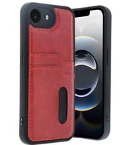 iPhone 16E Kılıf Sara Kartvizitli Deri Kılıf - Kırmızı