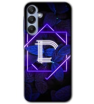 Galaxy A25 Kılıf HD Desen Baskılı Kılıf - Dark Neon Yaprak D Harfi