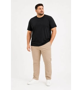 Erkek Battal Big Size Basic Tişört Bisiklet Yaka Rahat Kalıp T-Shirt - Siyah